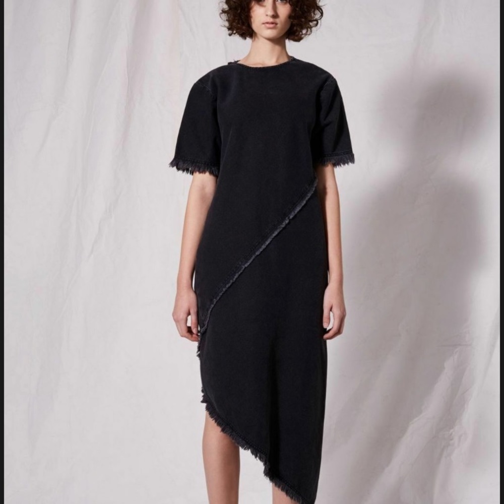 TOPSHOP by Boutique Black Denim Asymmetric Dress 6 - Picture 2 of 8